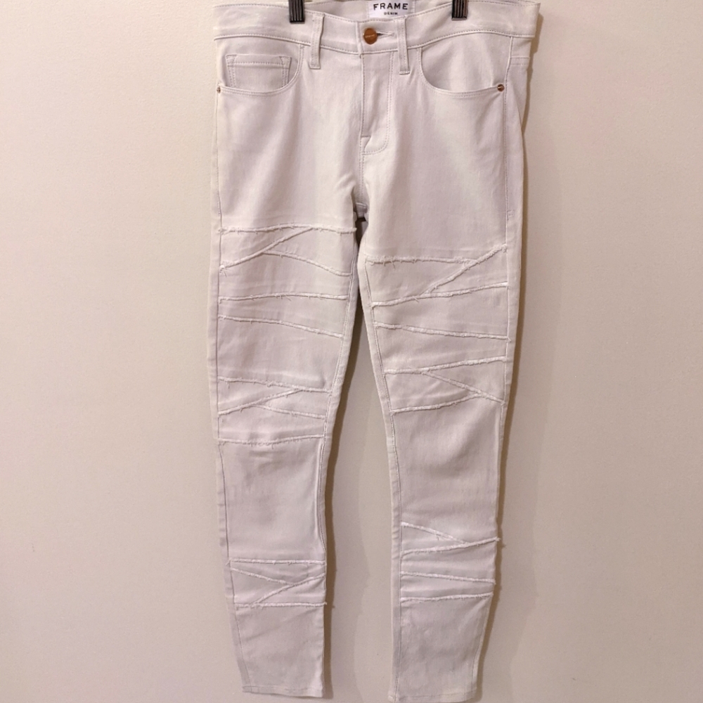 Frame Le Skinny White Leather Pants Size 27/4
